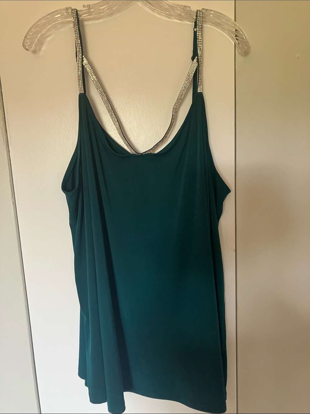 TORRID Green Rhinestone Strap Tank Top Size: 3